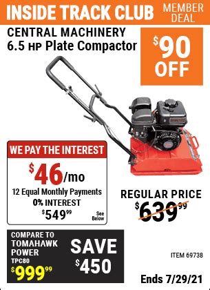 CENTRAL MACHINERY 6.5 HP Plate Compactor for $549.99 – Harbor Freight ...