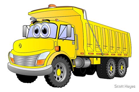 "Yellow Dump Truck 3 Axle Cartoon" by Graphxpro | Redbubble