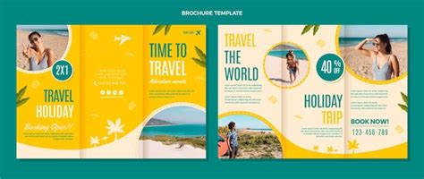 Free Vector | Flat time to travel brochure template