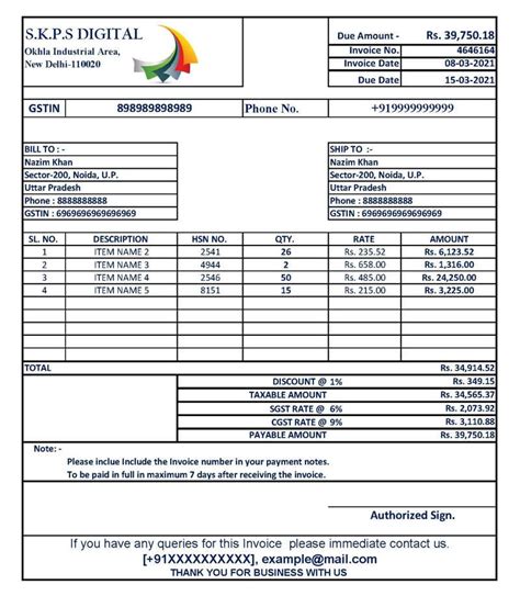 Very Simple & Easy GST Invoice Format in Excel (Download .xlsx file)