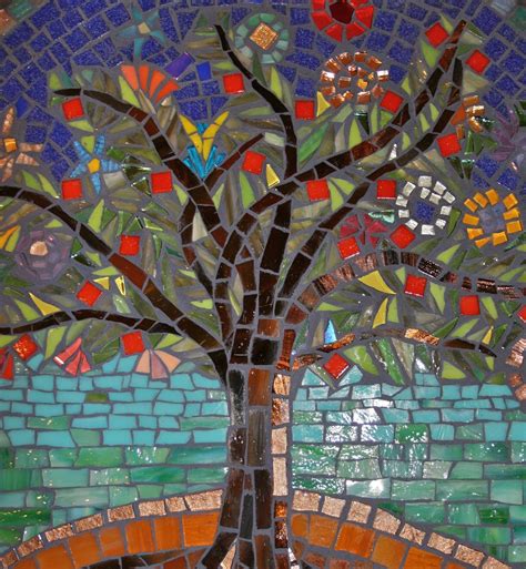 Fran tree detail2 | Tree mosaic, Mosaic tree art, Mosaic art