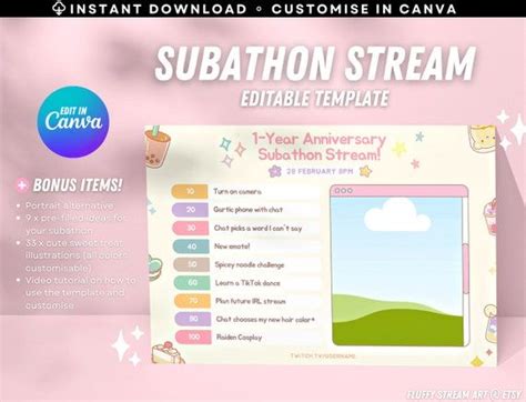 Twitch Stream Subathon Schedule / Event Promo / Editable Canva Template ...