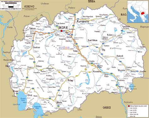 Large road map of Macedonia with cities and airports | Macedonia ...