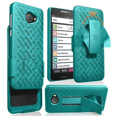 Case with Clip for Jitterbug Smart2, Nakedcellphone Kickstand Cover with [Rotating/Ratchet] Belt ...