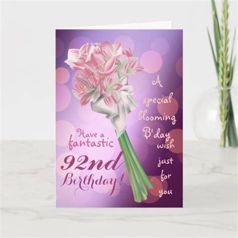 Happy Birthday ! - 92nd pink flowers Greeting card | Zazzle.com