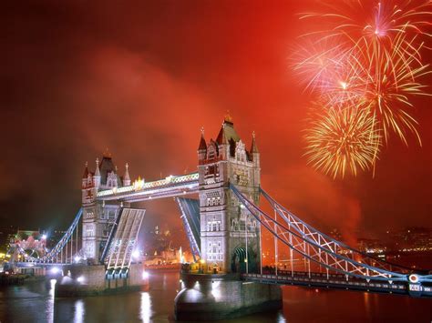 city, Bridge, London Bridge, Fireworks, London, UK, River Thames ...