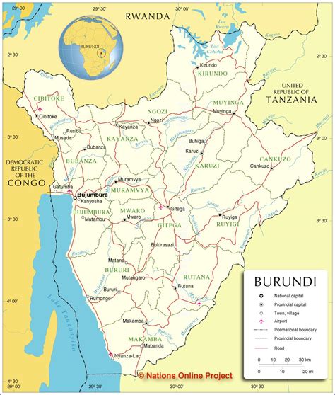 Carte du Burundi - Plusieurs cartes du pays se trouvant en Afrique