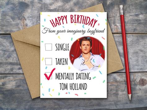 Mentally Dating Tom Holland Birthday Card Printable Tom | Etsy