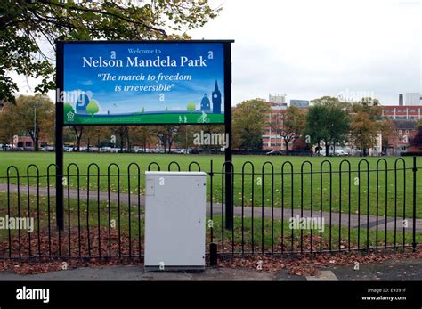 Nelson Mandela Park sign, Leicester, UK Stock Photo - Alamy