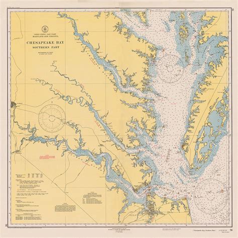 Vintage 1940 Nautical Chart of Chesapeake Bay by AtomicPhoto, $100.00 Fishing Maps, Large Prints ...