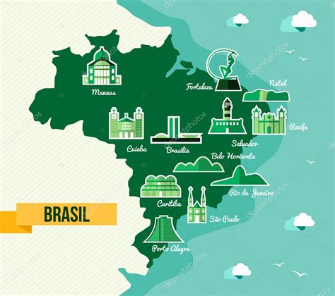 Landmark Brazil map silhouette icon Stock Vector by ©cienpies 46370119