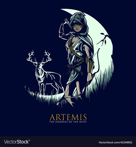 Artemis the goddess of hunt Royalty Free Vector Image