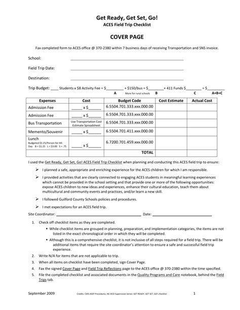 Field Trip Checklist