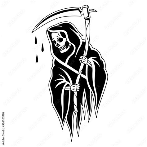 Isolated reaper tattoo Death Halloween season Vector Stock Vector ...