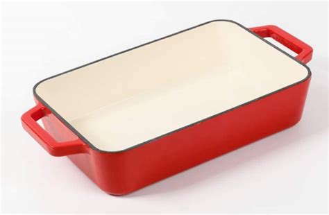 Buy HAWOK Enameled cast iron baker dish Rectangle Roaster pan red color Online at Lowest Price ...