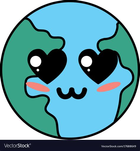 Kawaii cute tender earth planet Royalty Free Vector Image