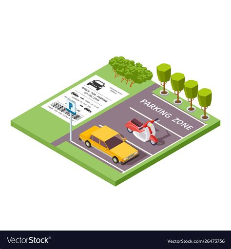 Isometric car parking zone 3d Royalty Free Vector Image