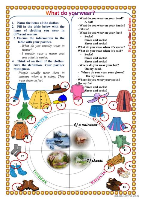 What do you wear?: English ESL worksheets pdf & doc