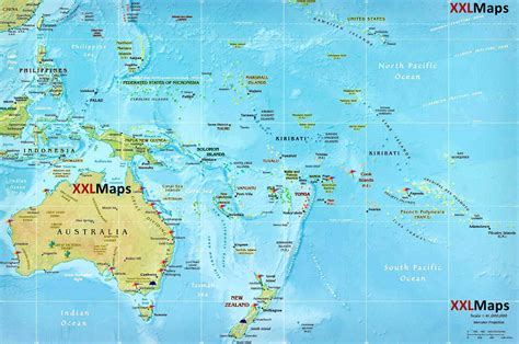 Mapa físico de Australia & Oceanía - descarga gratuita para smartphones ...