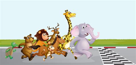 Wild animals running on the road 374160 Vector Art at Vecteezy