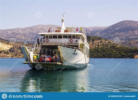 Lixouri, Kefalonia - August 20, 2014: Car Ferry Pulling into the Port ...