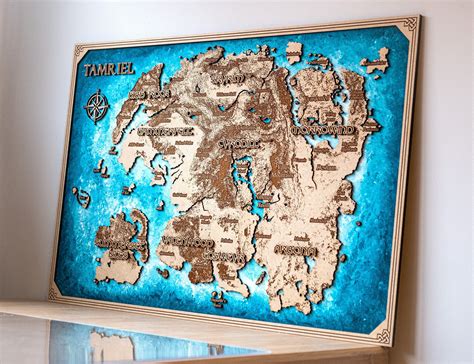 "The Tamriel or Skyrim custom wooden map or any other style of map. The Elder Scrolls map, laser ...