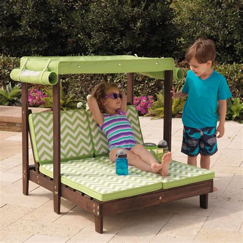 KidKraft Outdoor Double Chaise Lounge Chair with Canopy | Kids patio furniture, Kids outdoor ...