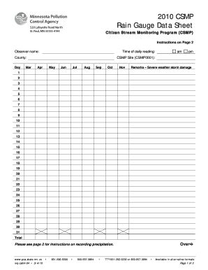 Rain Gauge Data Sheet - Fill Online, Printable, Fillable, Blank | pdfFiller