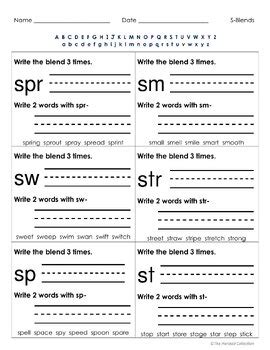 Blends Worksheet by The Harstad Collection | TPT