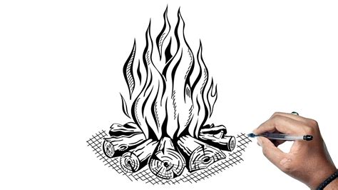 How To Draw Camp Fire Drawing Step By Step Tutorial | How To Draw Camp ...