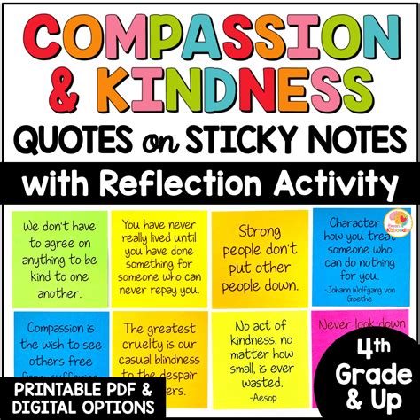 Kindness and Compassion Quotes on Sticky Note w/ Digital Option