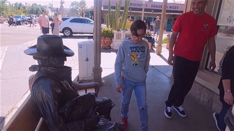 Living statue cowboy prank - YouTube