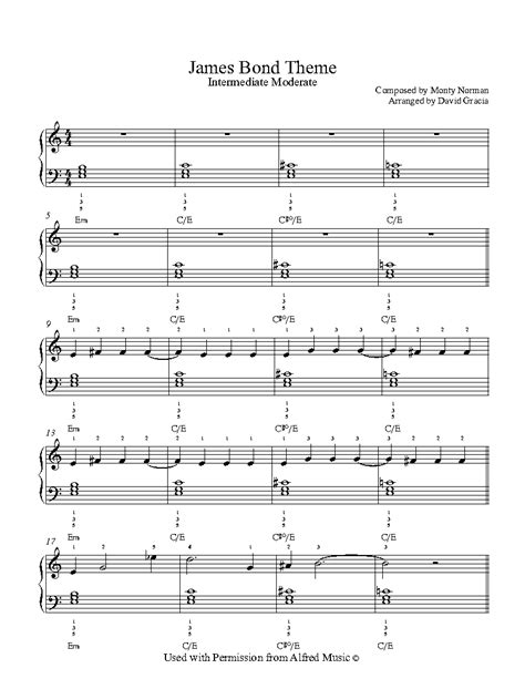 James Bond Theme by Monty Norman Piano Sheet Music | Intermediate Level