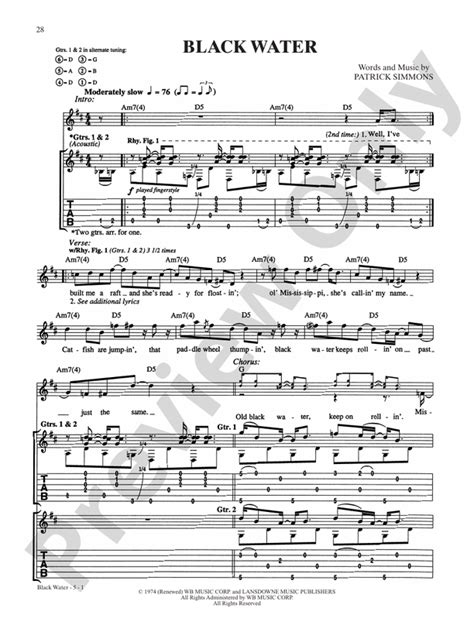 Black Water: Guitar: The Doobie Brothers - Digital Sheet Music Download