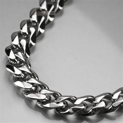 Silver necklace stainless steel mens chain solid heavy thick top quality | eBay