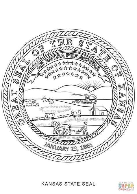 Kansas State Seal coloring page | Free Printable Coloring Pages