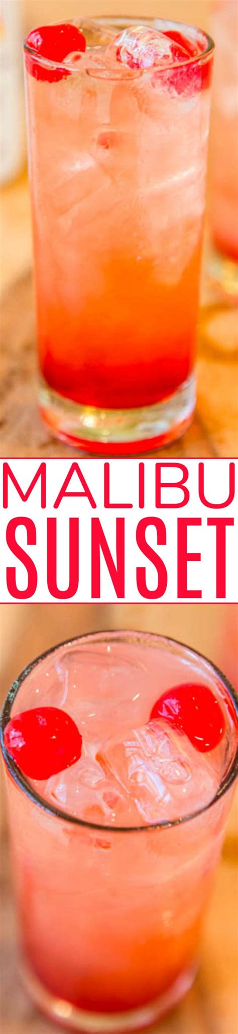 Malibu Sunset | Recipe | Fruity alcohol drinks, Malibu drinks, Coconut rum