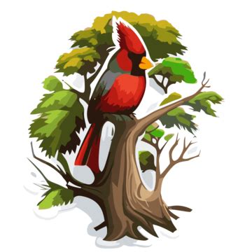 Cardinal Bird, Sticker Clipart Vector Illustration Of A Red Cardinal Cartoon, Sticker, Clipart ...