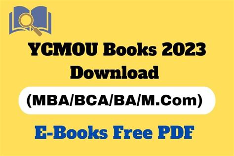 YCMOU Books 2023 Download (MBA/BCA/BA/M.Com) E-Books Free PDF Online