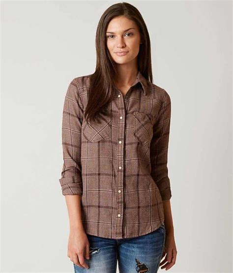 BKE Plaid Shirt - Women's Shirts/Blouses in Brown Cream | Buckle ...