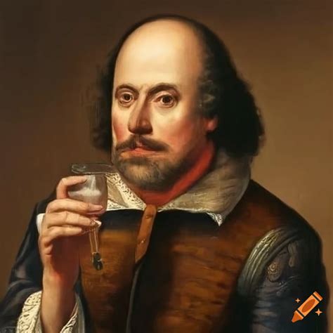 Portrait of william shakespeare with a glass of wine on Craiyon