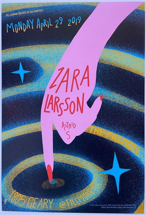 Zara Larsson Concert Poster 2019 F-1640 Fillmore | eBay