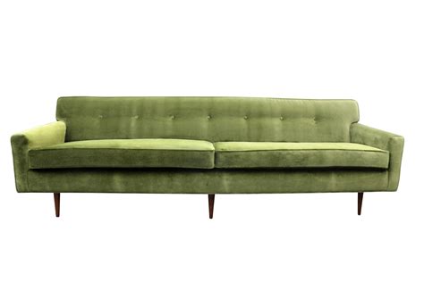 Gorgeous Green Velvet Mid-Century Modern Sofa at 1stdibs