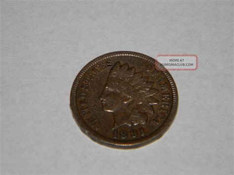 1891 Indian Head Penny U. S. Coin Cent Clear