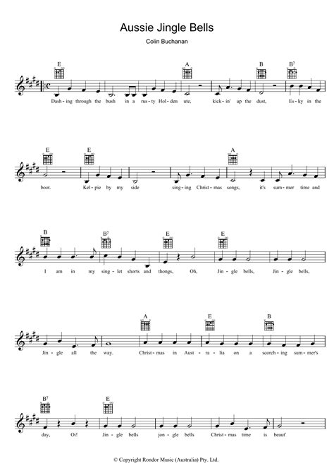 Aussie Jingle Bells by Colin Buchanan Sheet Music for Lead Sheet / Fake Book at Sheet Music Direct