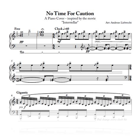 No Time For Caution – Piano Cover (PDF) – Andreas Liebrecht