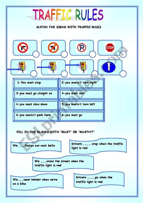 traffic rules - ESL worksheet by zekiye