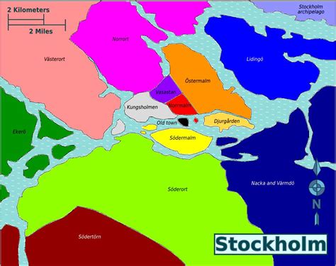 Stockholm districts map - Map of Stockholm districts (Södermanland and ...