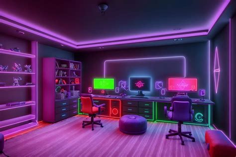 Gaming room-style (kids room interior) with kids desk and bed and ...