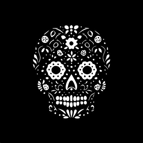 Sugar Skull - Black and White Isolated Icon - Vector illustration 23852509 Vector Art at Vecteezy